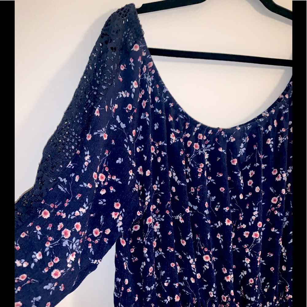 Navy & Pink Floral Romper